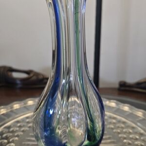 Elegant Blue and Green Glass Vase